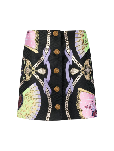 Shop Versace Skirt Jacquard In Multicolor
