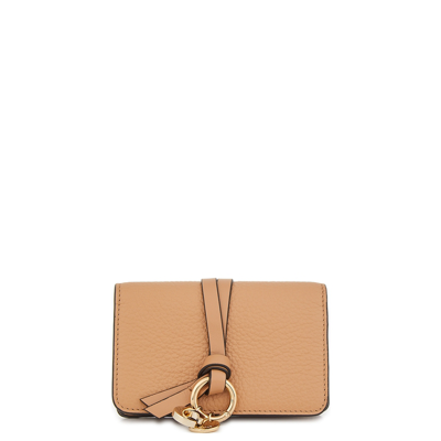 Shop Chloé Alphabet Light Brown Leather Wallet In Beige