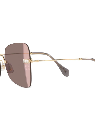 Shop Miu Miu Rimless Gradient-lens Sunglasses In Gold
