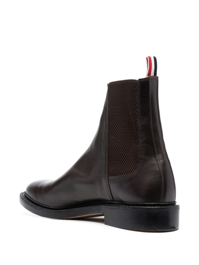 Shop Thom Browne Leather Chelsea Boots In Brown