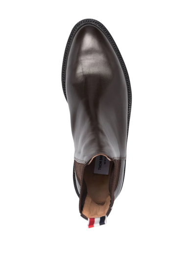 Shop Thom Browne Leather Chelsea Boots In Brown