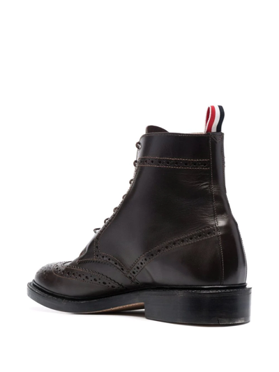Shop Thom Browne Goodyear-sole Wingtip Ankle Boots In Brown