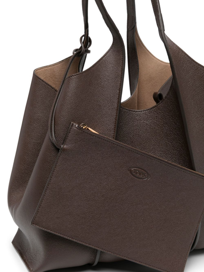Shop Tod's Medium Timeless Tote Bag In Braun