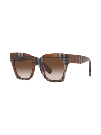 Shop Burberry Eyewear Kitty Check-pattern Sunglasses In Braun
