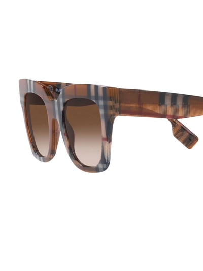 Shop Burberry Eyewear Kitty Check-pattern Sunglasses In Braun