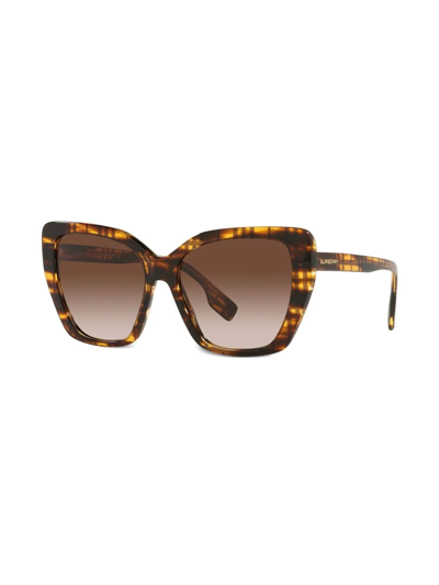 Shop Burberry Eyewear Tasmin Tortoiseshell-check Sunglasses In Braun