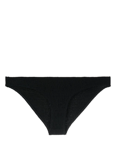 Shop Totême Smocked-finish Bikini Bottoms In Black