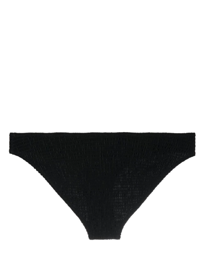 Shop Totême Smocked-finish Bikini Bottoms In Black