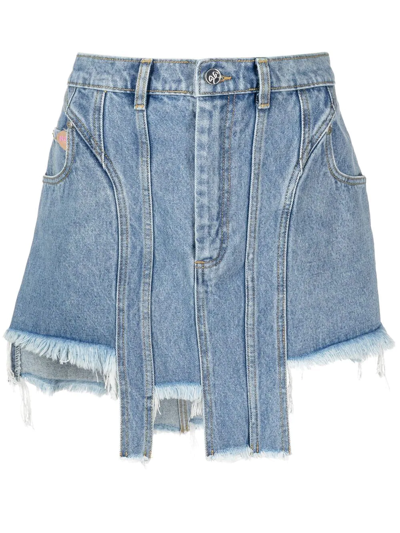 Shop Natasha Zinko Asymmetric Denim Mini Skirt In Blau