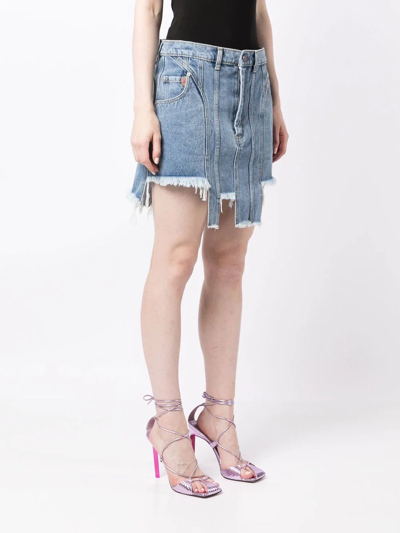 Natasha Zinko Asymmetric Denim Mini Skirt In Blau