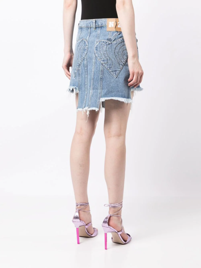 Natasha Zinko Asymmetric Denim Mini Skirt In Blau