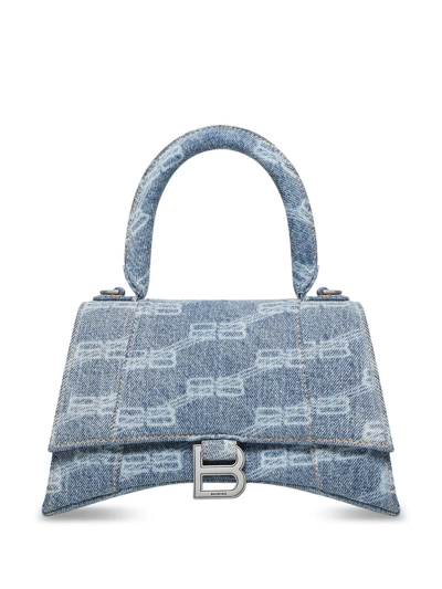 Shop Balenciaga Logo-print Leather Crossbody Bag In 4716 - Blue