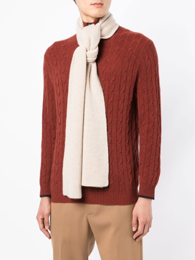 Shop N•peal Knitted Organic-cashmere Scarf In Brown