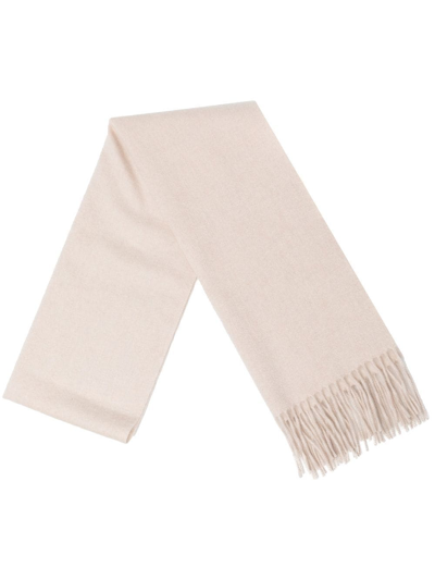 Shop N•peal Frayed-edge Cashmere Scarf In White