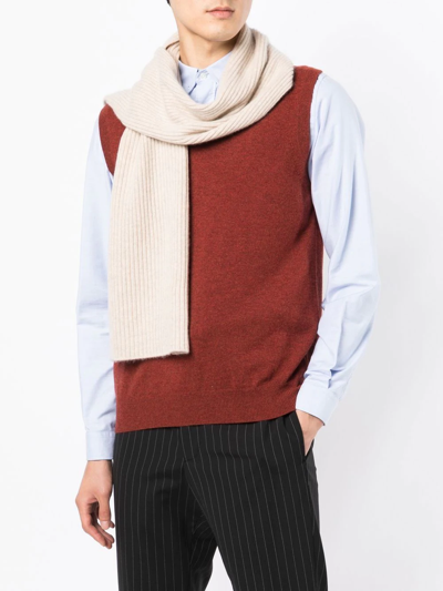 N•peal Ribbed-knit Cashmere Scarf In Brown