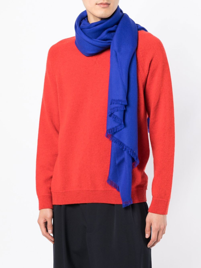 Shop N•peal Woven Cashmere Scarf In Blue