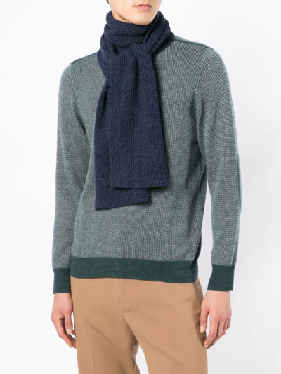 Shop N•peal Knitted Organic-cashmere Scarf In Blue