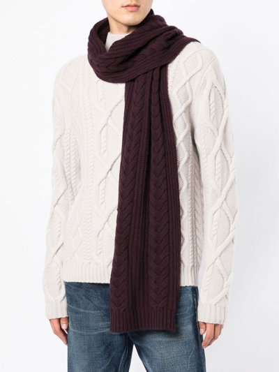 Shop N•peal Cable-knit Cashmere Scarf In Red