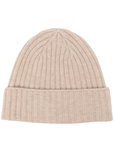 Shop N•peal Ribbed-knit Cashmere Beanie In Brown