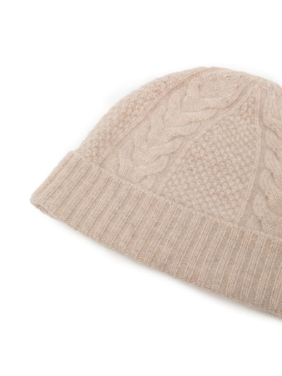Shop N•peal Cable-knit Cashmere Beanie In Brown