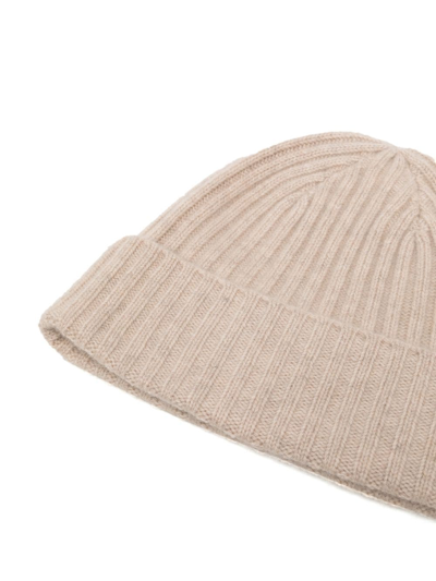 Shop N•peal Ribbed-knit Cashmere Beanie In Brown