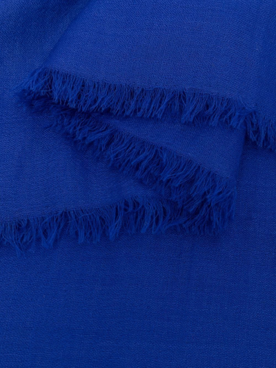 Shop N•peal Raw-cut Hem Cashmere Scarf In Blue