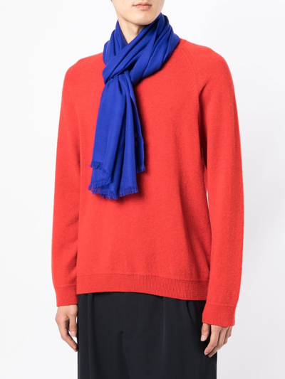Shop N•peal Woven Cashmere Scarf In Blue