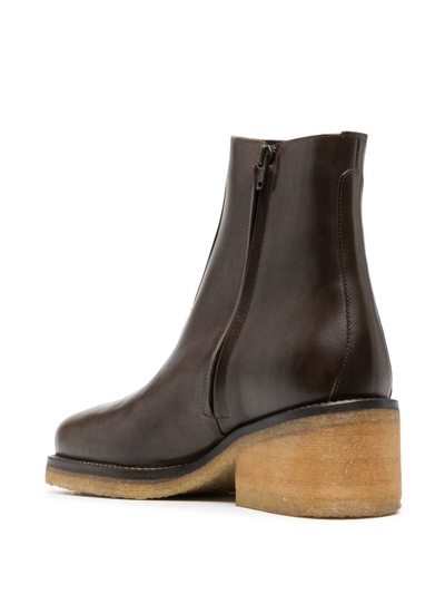 Shop Lemaire Leather Ankle Boots In Braun