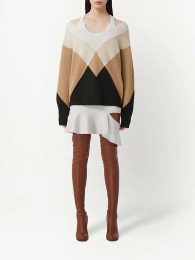 Burberry Intarsia-knit Pattern Jumper In Soft Fawn