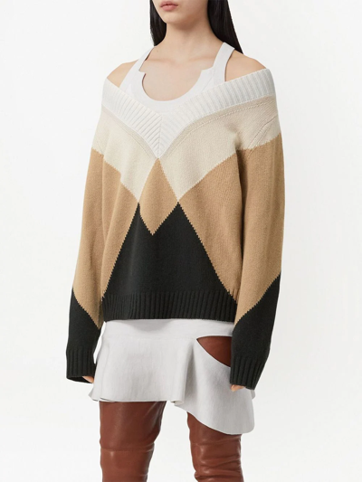 Burberry Intarsia-knit Pattern Jumper In Soft Fawn