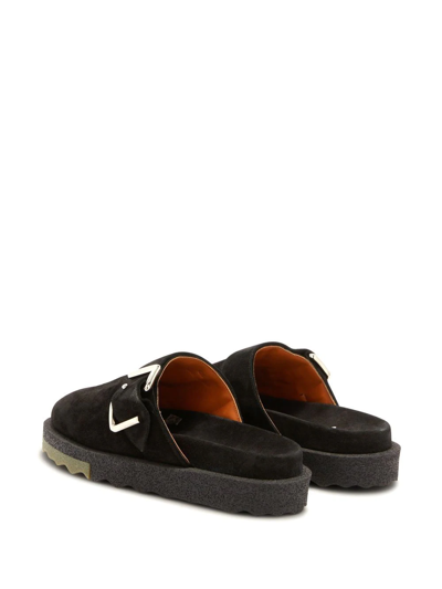 Off-white Sponge Buckle-embellished Slippers In Schwarz