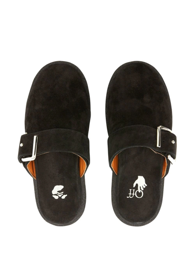 Off-white Sponge Buckle-embellished Slippers In Schwarz