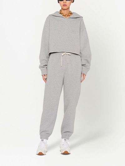 Shop Miu Miu Embroidered Logo Track Pants In Grau