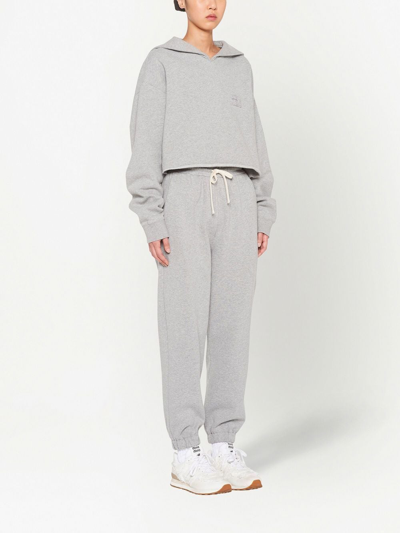 Shop Miu Miu Embroidered Logo Track Pants In Grau