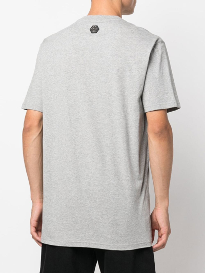Shop Philipp Plein Graphic-print Cotton T-shirt In Grey