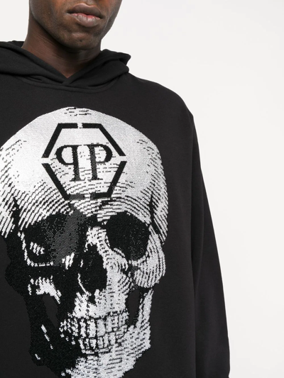 Philipp Plein Hoodie Sweatshirt Skull With Crystals In Black