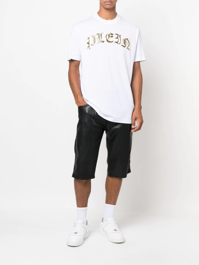 Shop Philipp Plein Logo-appliqué Cotton T-shirt In White