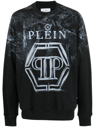 Shop Philipp Plein Logo-print Long-sleeve Sweatshirt In Black