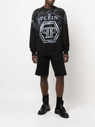 Shop Philipp Plein Logo-print Long-sleeve Sweatshirt In Black