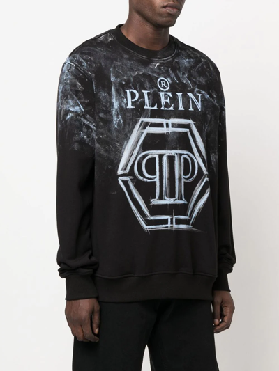 Shop Philipp Plein Logo-print Long-sleeve Sweatshirt In Black