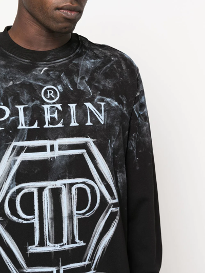 Shop Philipp Plein Logo-print Long-sleeve Sweatshirt In Black