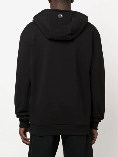 Shop Philipp Plein Skull-print Cotton Hoodie In Black