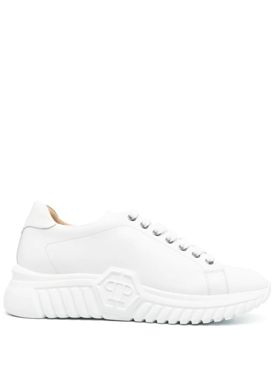 Shop Philipp Plein Runner Basic Low-top Sneakers In White