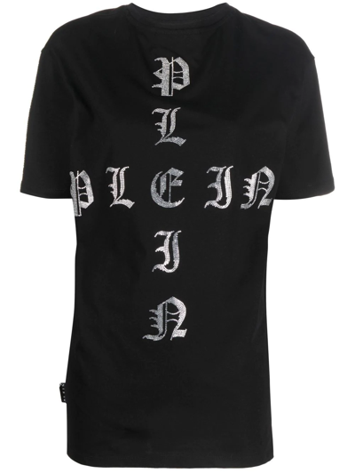 Shop Philipp Plein Gothic Plein Crystal-embellished T-shirt In Black