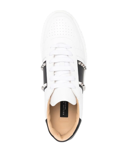 Shop Philipp Plein Stud-embellished Low-top Sneakers In White