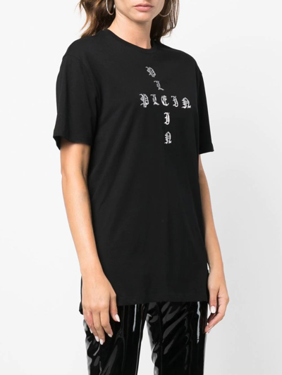 Shop Philipp Plein Gothic Plein Crystal-embellished T-shirt In Black