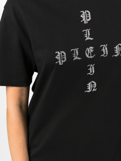 Shop Philipp Plein Gothic Plein Crystal-embellished T-shirt In Black