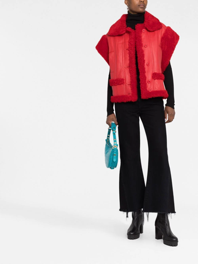 Philipp Plein Gothic Plein Buttoned Shearling Vest In Red