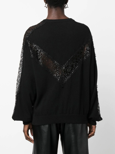 Shop Philipp Plein Lace-panelling Skull-print Sweatshirt In Black