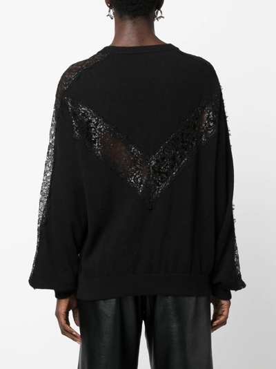 Philipp Plein Lace-panelling Skull-print Sweatshirt In Black